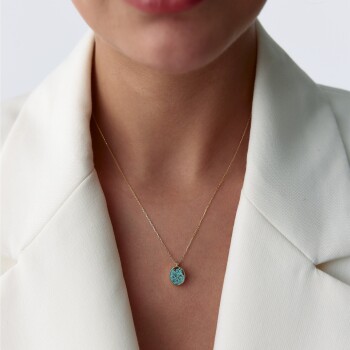 Dikey Elips Doğal Firuze Kolye - Garo (1)