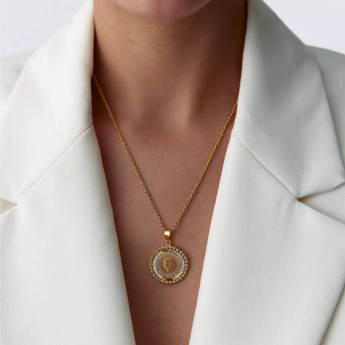 Dorica Çerçeveli Çeyrekli Kolye - 1