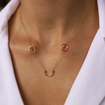 Doricalı Renkli Taşlı Kolye - Alen