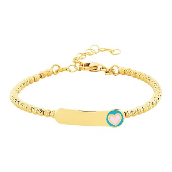 Dorikalı Renkli Mineli Kalp Plaka Çocuk Kelepçesi - Melike