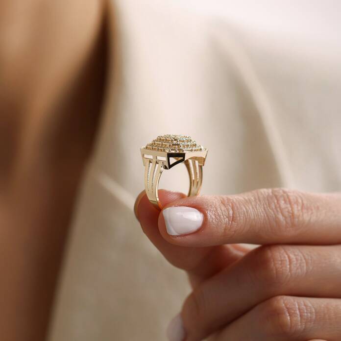 Dört Çerçeve Sıra Taşlı Baget Yüzük - 2