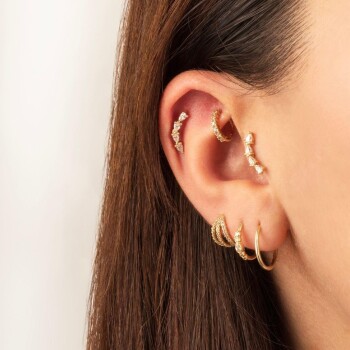 Dört Damla Taşlı Motifli Minimal Tragus Piercing - Dianora (1)