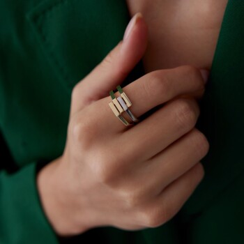 Dört Sıra Köşeli Yüzük - Koçak (1)