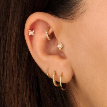Dört Taşlı Çember İncili Tragus Piercing - Dianora (1)