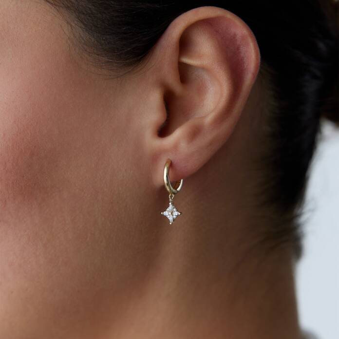 Dört Yapraklı Çiçek Küpe - 1