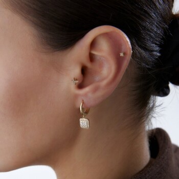 Dörtgen Baget Taşlı Sallantılı Küpe - Rayna (1)