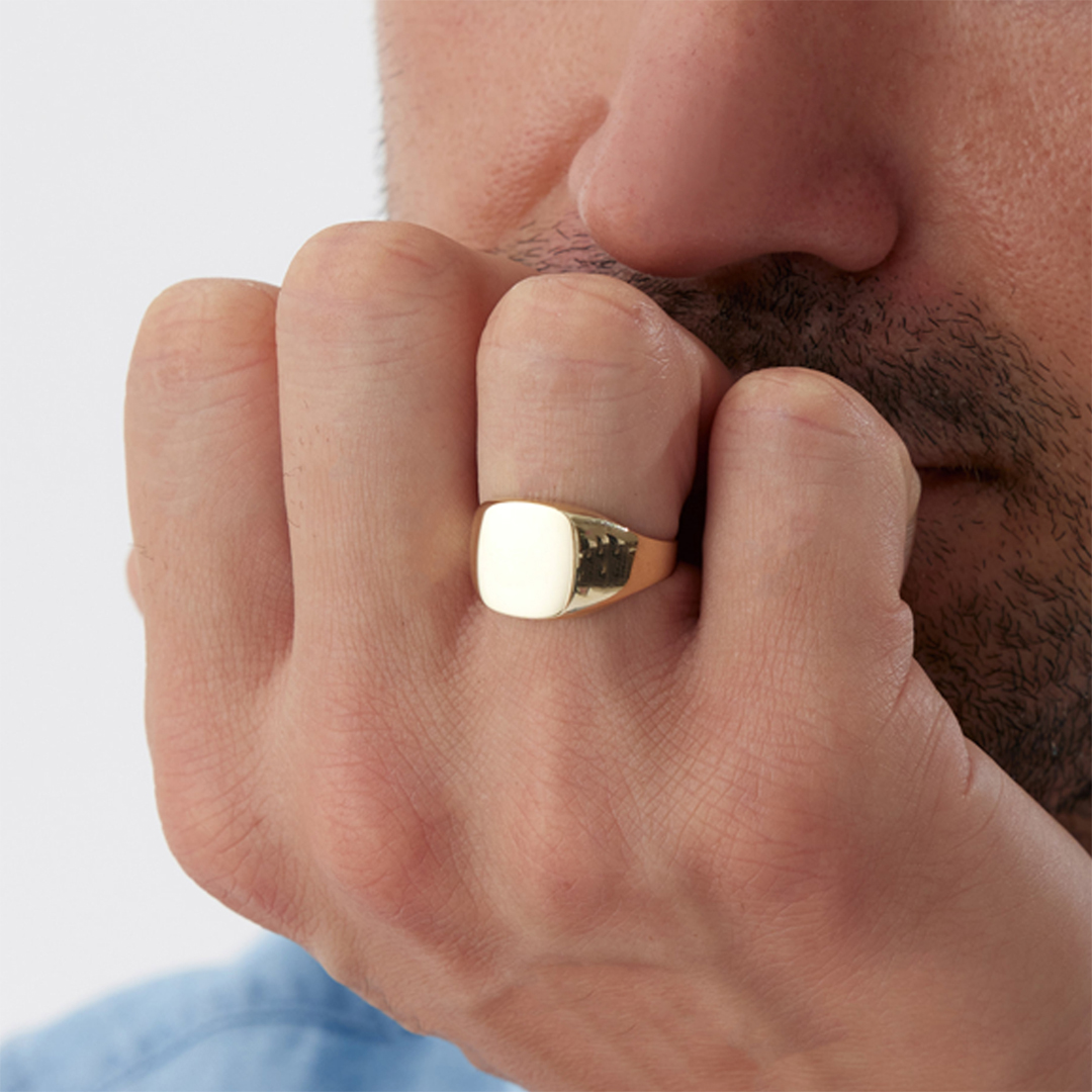 Dörtgen Köşesiz Plaka Yüzük - 1