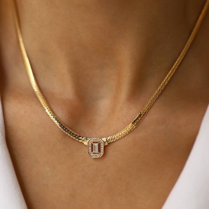 Dörtgen Snake Baget Kolye - 1