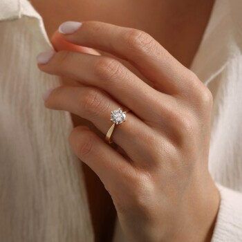 Dörtgen Tırnak Tektaş Yüzük - Oragold Orhan