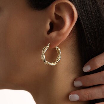 Double Medium Sarmal Halka Küpe - 1