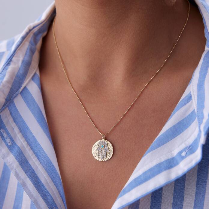 Dövme Plaka Taşlı Fatmanın Eli Kolye - 1