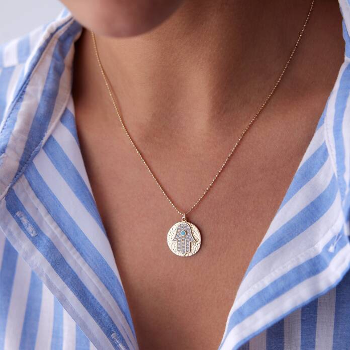 Dövme Plaka Taşlı Fatmanın Eli Kolye - 2