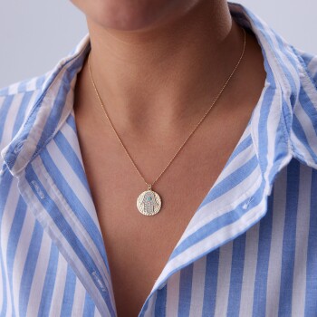 Dövme Plaka Taşlı Fatmanın Eli Kolye - 3