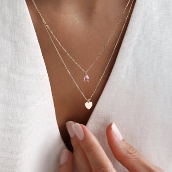 Drop Kalp İkili Kolye - Rayna (1)