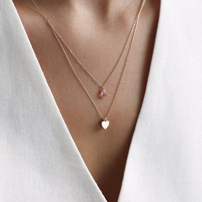 Drop Kalp İkili Kolye - 1