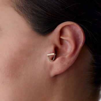 Düz Çubuklu Birleşik Zincir Tragus Piercing - 2