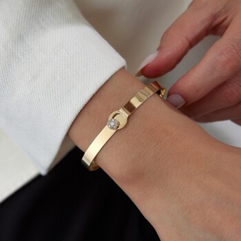 Düz Dora Çiçekli Kelepçe - Milan