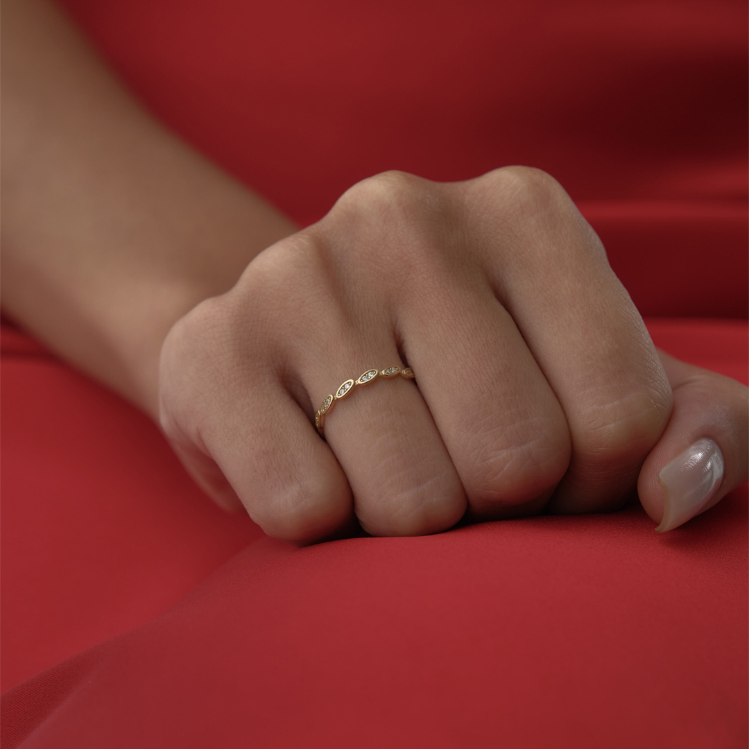 Eğik Defne Yaprağı Yüzük - 1