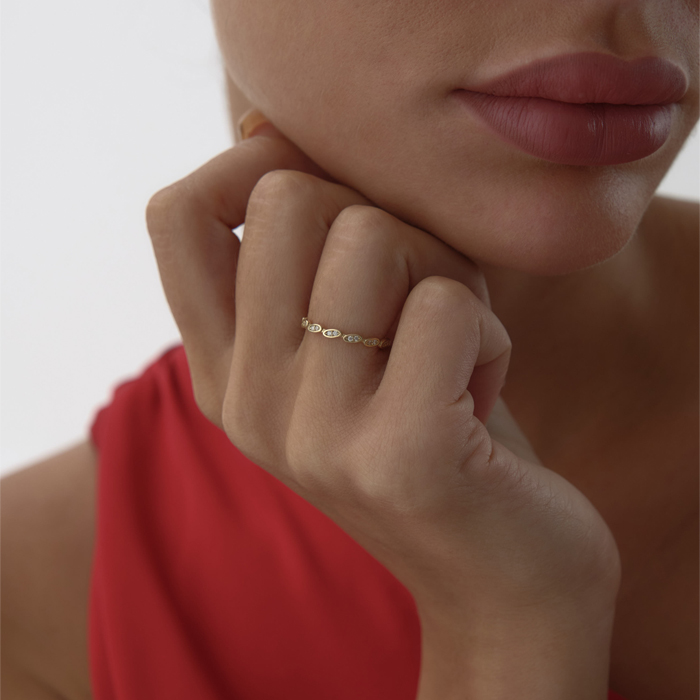 Eğik Defne Yaprağı Yüzük - 3