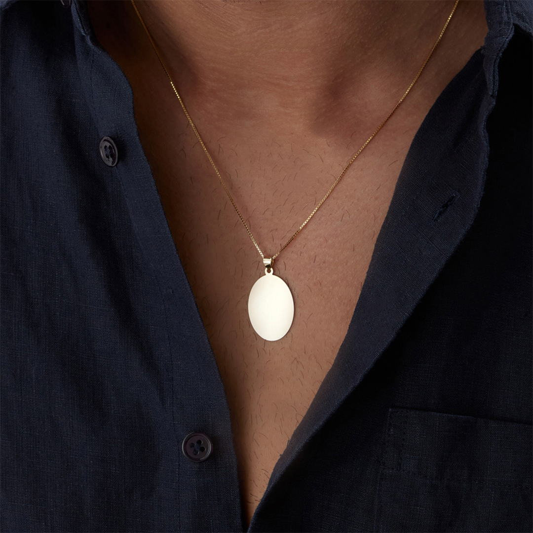 Elips Plaka Erkek Kolye - 2