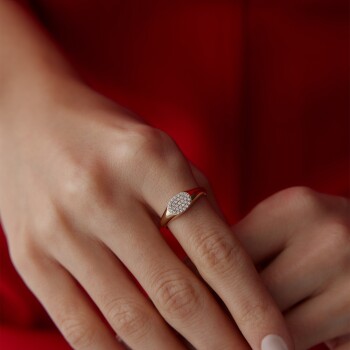 Elips Taşlı Şovalye Yüzük - Nüans