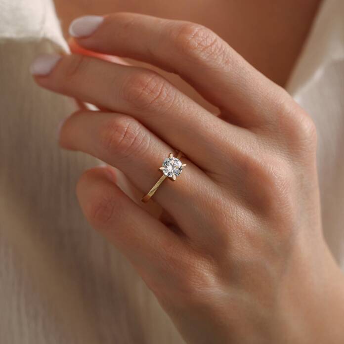 Elips Tırnak Tektaş Yüzük - 1