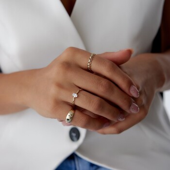 Elmas Kesim Parçalı Yüzük - 4