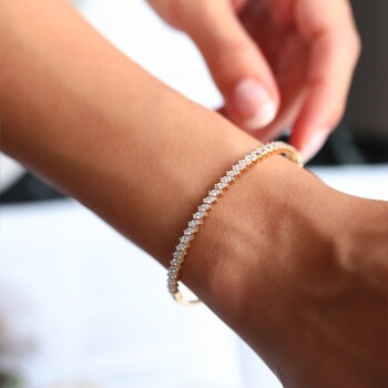 Feel Taşlı Kelepçe - Altın İş