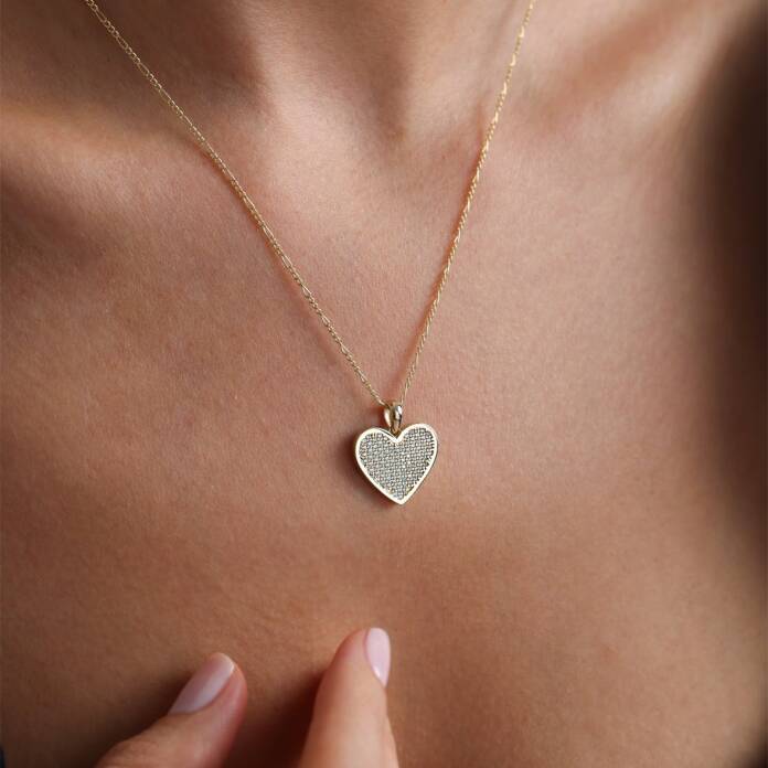 Figaro Zincire Taşlı Kalp Kolye - 1