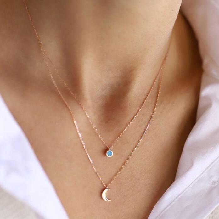 Firuze Ay İkili Kolye - 1