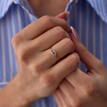 Firuze Detaylı Göz Yüzük - Rayna