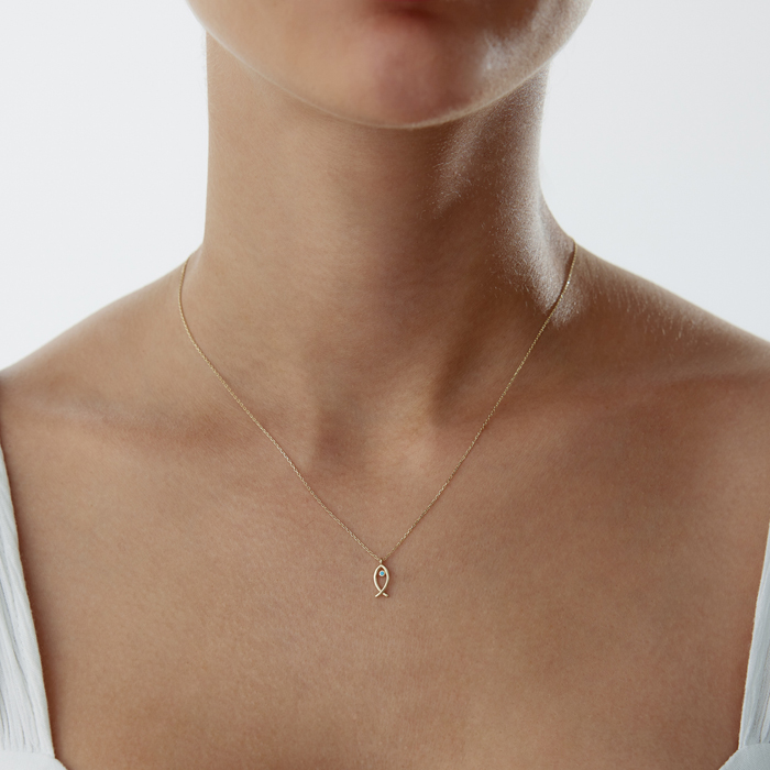 Firuze Gözlü Balık Kolye - Rayna (1)