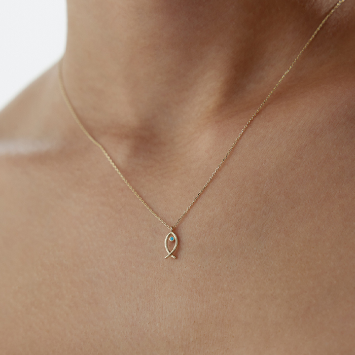 Firuze Gözlü Balık Kolye - Rayna