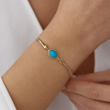 Firuze Taşlı Balıksırtı Bileklik - Koçak