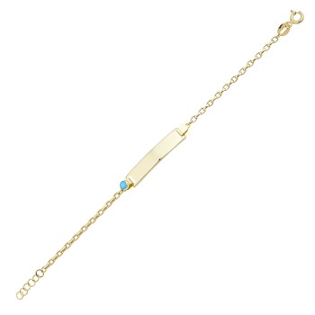 Firuze Taşlı Forse Zincir Çocuk Künyesi - Melike