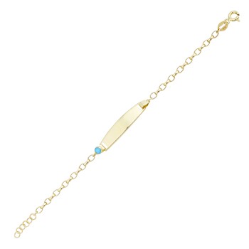 Firuze Taşlı Geniş Forse Zincir Çocuk Künyesi - Melike