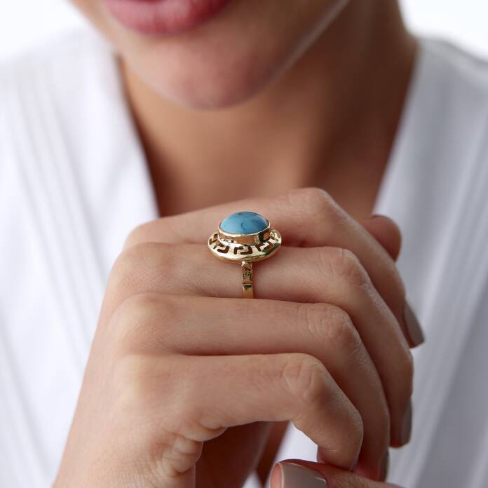 Firuze Taşlı Greek Yüzük - 3