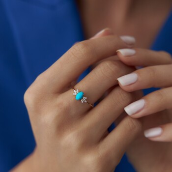 Firuze Taşlı Lotus Yüzük - Özer