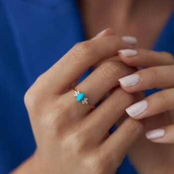 Firuze Taşlı Lotus Yüzük - Özer (1)