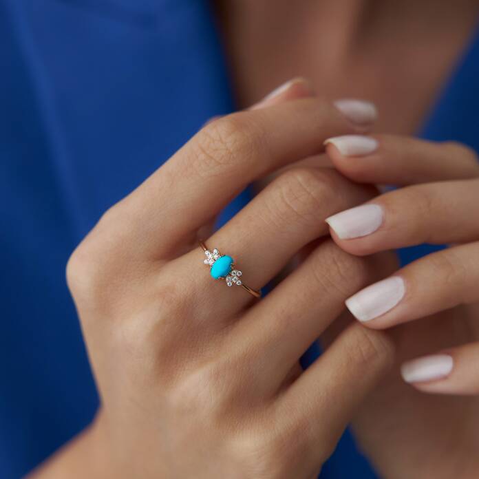 Firuze Taşlı Lotus Yüzük - 2