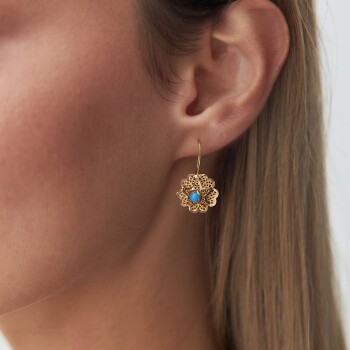 Firuze Taşlı Sallantılı Gül Küpe - Özer