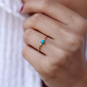 Firuze Top Şekil Yüzük - Mazi