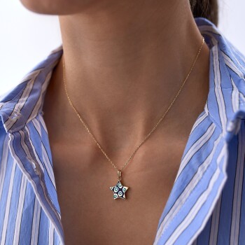 Fortuna Lacivert Yıldız Kolye - Tuana (1)