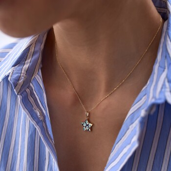 Fortuna Lacivert Yıldız Kolye - 3