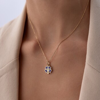 Fortuna Lacivert Yonca Kolye - Tuana