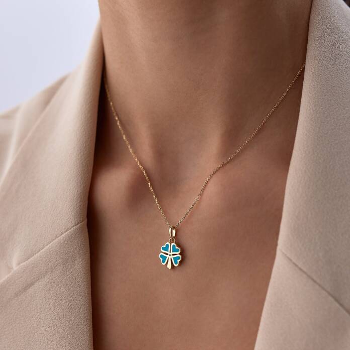 Fortuna Turkuaz Yonca Kolye - 1