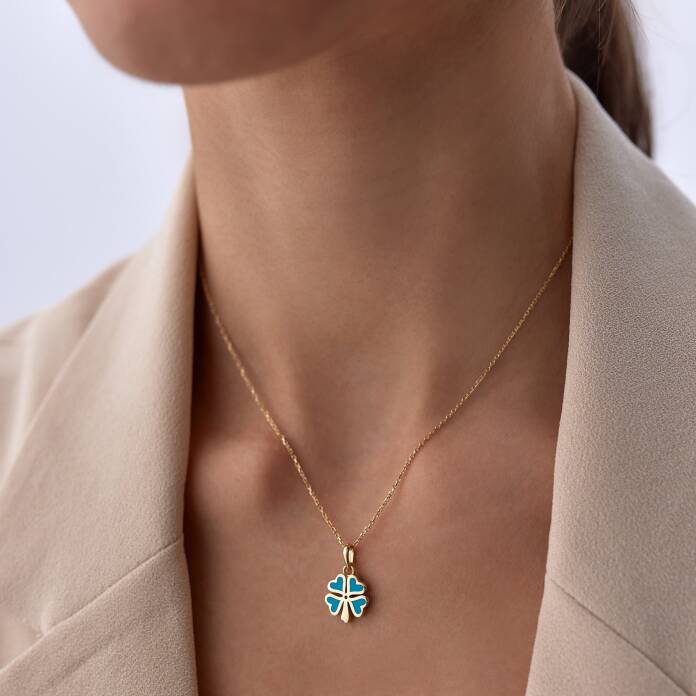 Fortuna Turkuaz Yonca Kolye - 2