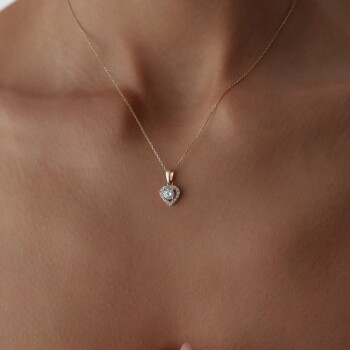 Frame Taşlı Kalp Kolye - Koçak (1)