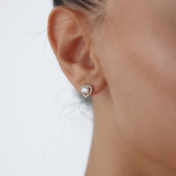 Frame Taşlı Kalp Küpe - Koçak (1)