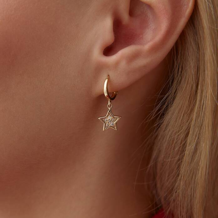 Frame Taşlı Yıldız Küpe - 1